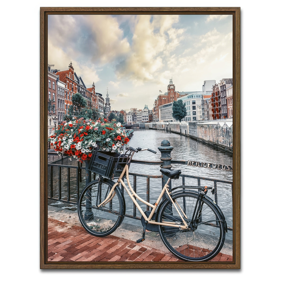 AUTO-MOCKUP WHITE | Amsterdam Canal | 1 Piece | Walnut Framed Canvas | group=3x4