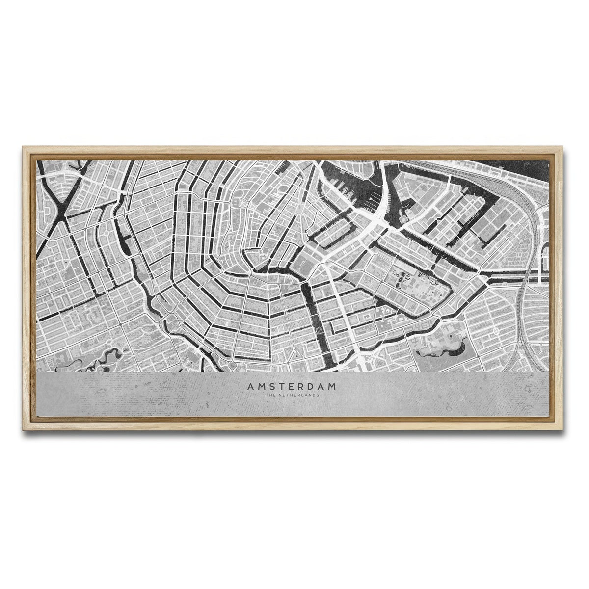 AUTO-MOCKUP WHITE | Amsterdam Map 2 | 1 Piece | Natural Framed Canvas | group=2x1