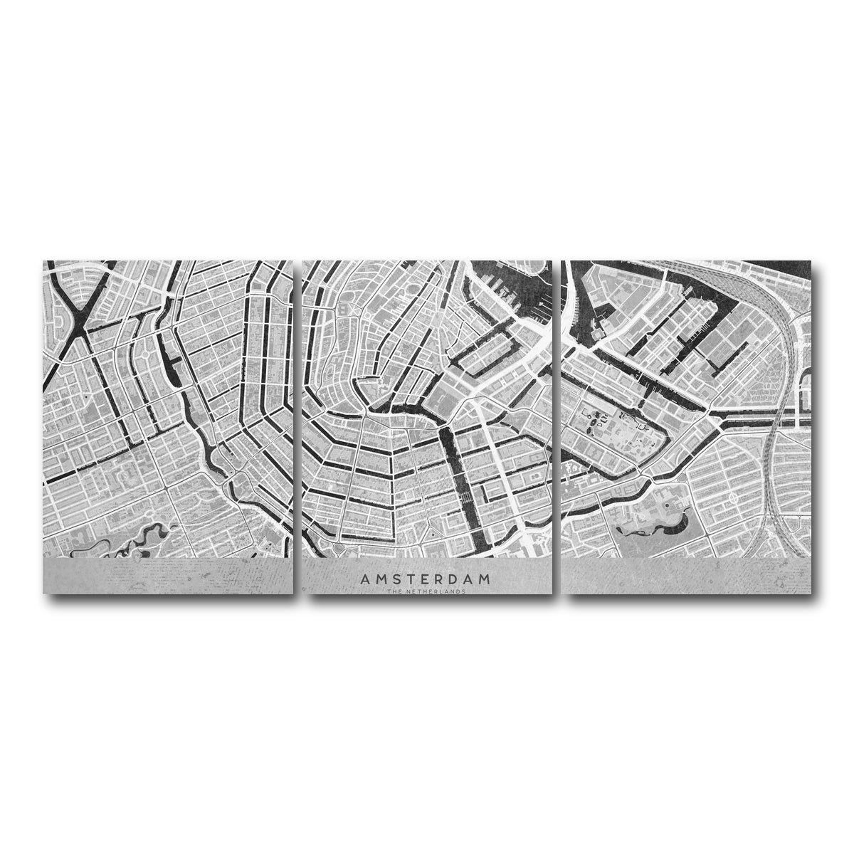 AUTO-MOCKUP WHITE | Amsterdam Map 2 | 3 Piece | Gallery Wrap Canvas | group=18x24