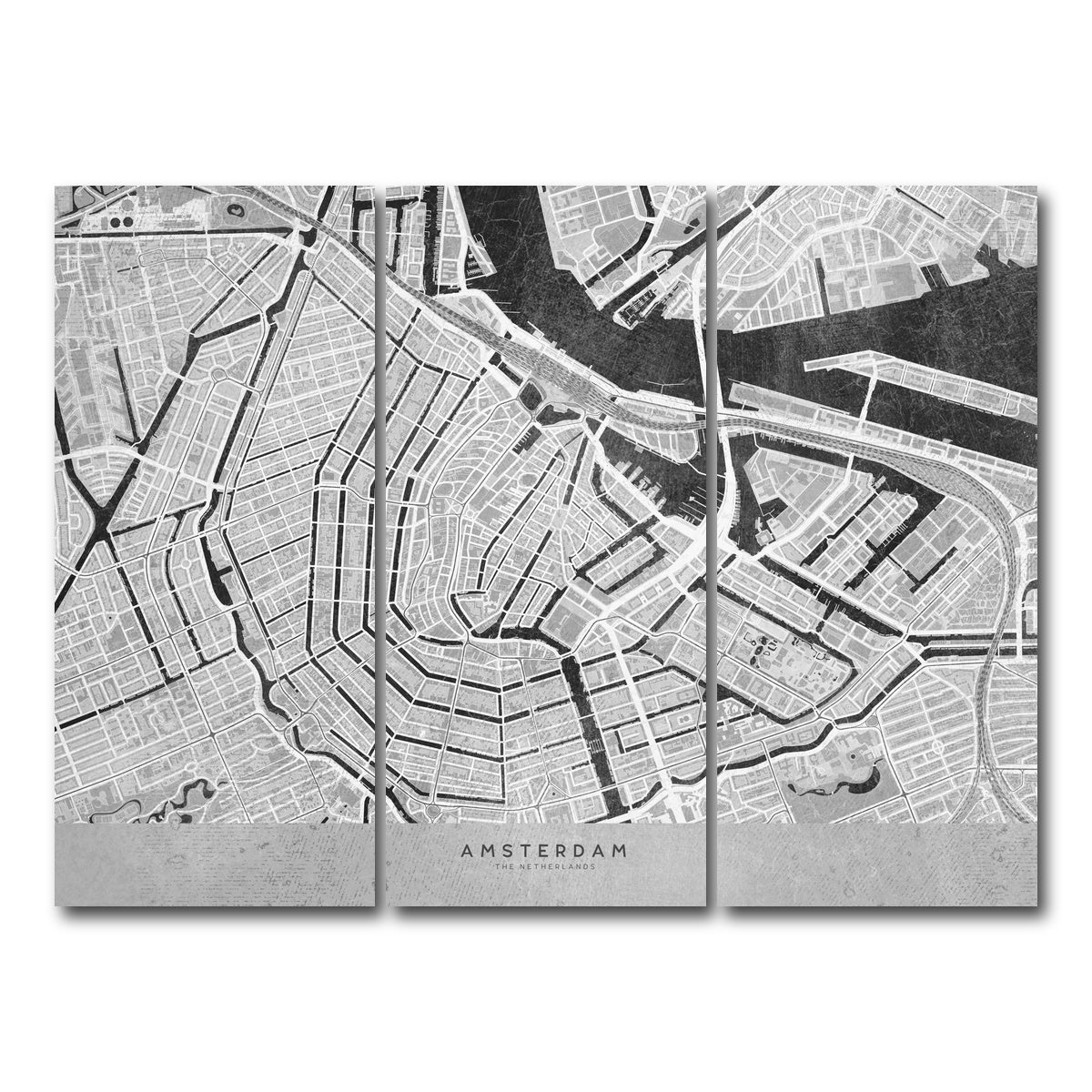 AUTO-MOCKUP WHITE | Amsterdam Map 2 | 3 Piece | Gallery Wrap Canvas | group=8x18