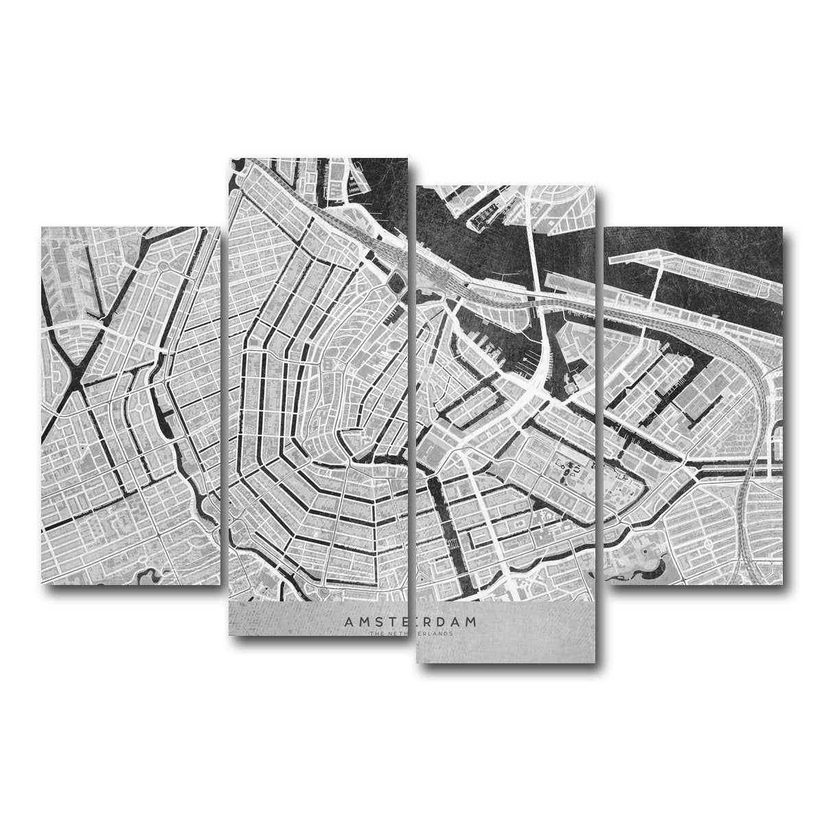 AUTO-MOCKUP WHITE | Amsterdam Map 2 | 4 Piece | Gallery Wrap Canvas | group=4_short