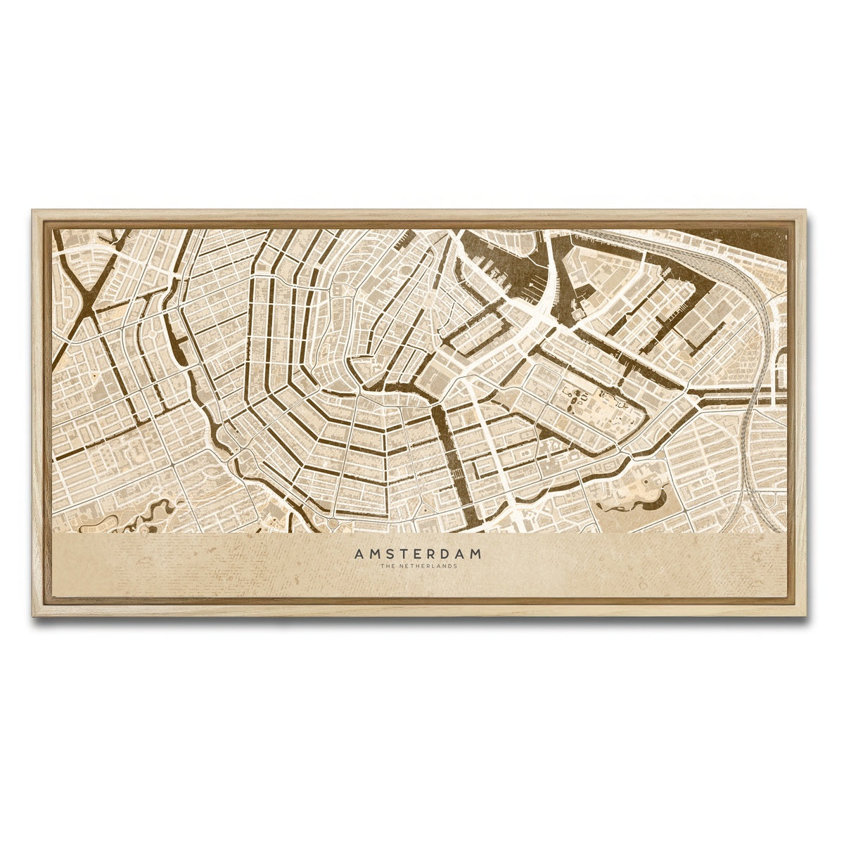 AUTO-MOCKUP WHITE | Amsterdam Map | 1 Piece | Natural Framed Canvas | group=2x1