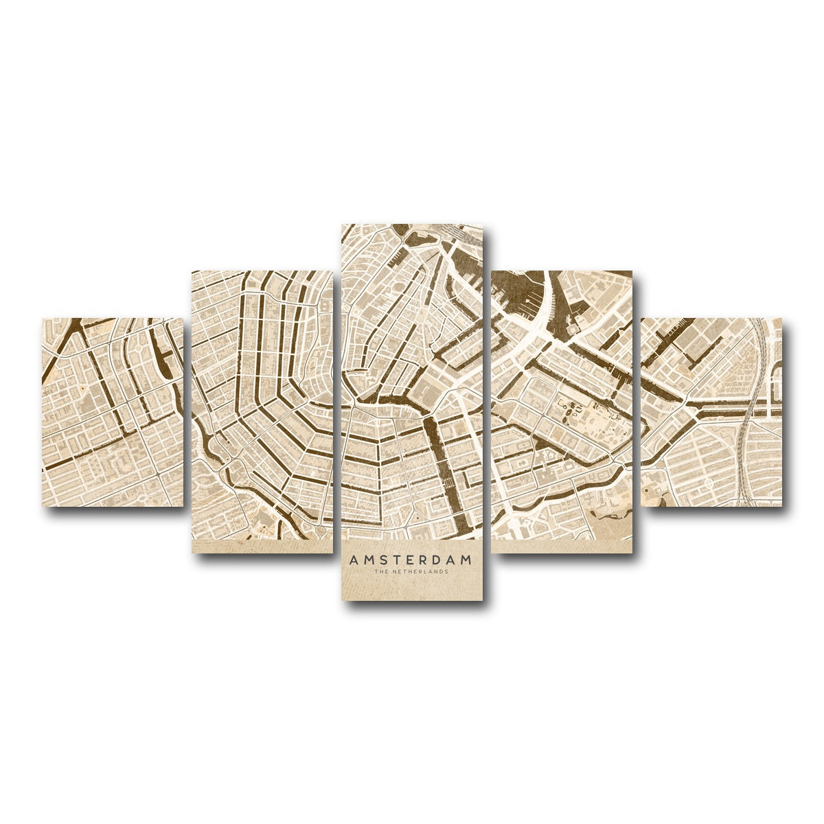 AUTO-MOCKUP WHITE | Amsterdam Map | 5 Piece | Gallery Wrap Canvas | group=5_short