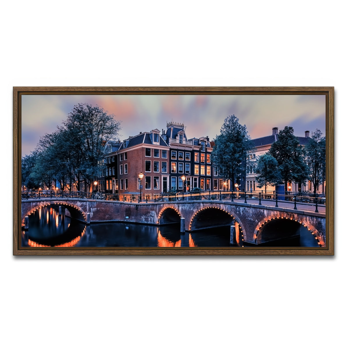 AUTO-MOCKUP WHITE | Amsterdam Sunset | 1 Piece | Walnut Framed Canvas | group=2x1