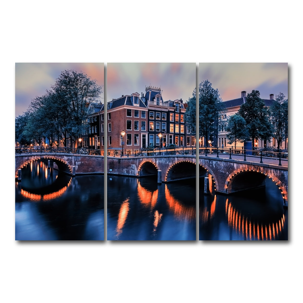 AUTO-MOCKUP WHITE | Amsterdam Sunset | 3 Piece | Gallery Wrap Canvas | group=12x24