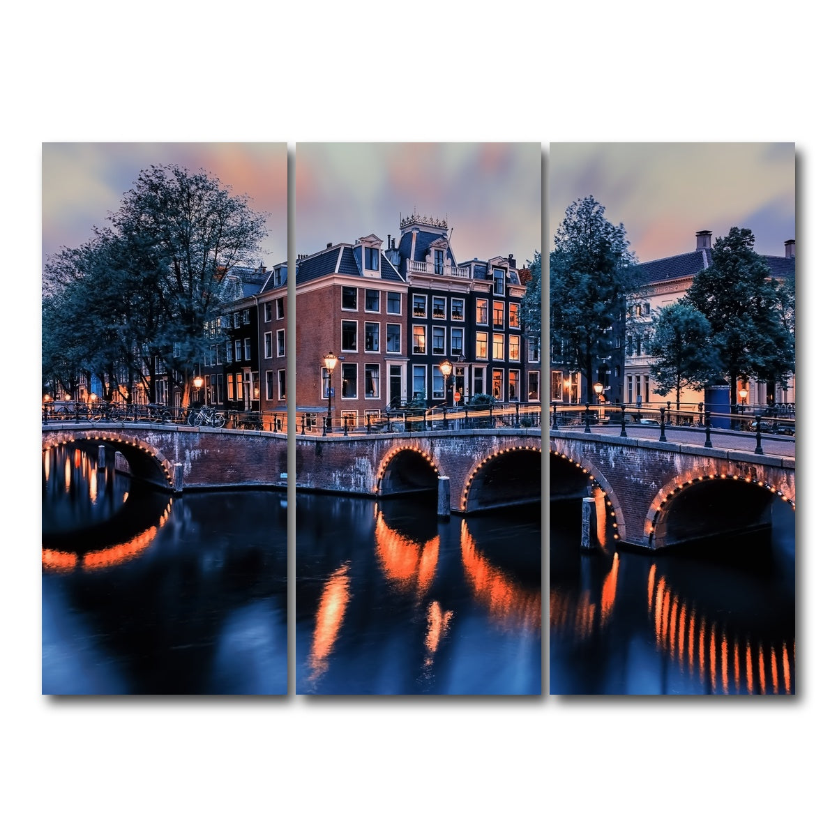 AUTO-MOCKUP WHITE | Amsterdam Sunset | 3 Piece | Gallery Wrap Canvas | group=8x18