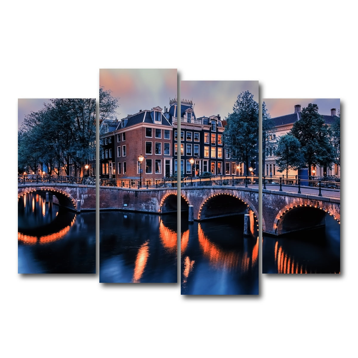 AUTO-MOCKUP WHITE | Amsterdam Sunset | 4 Piece | Gallery Wrap Canvas | group=4_normal