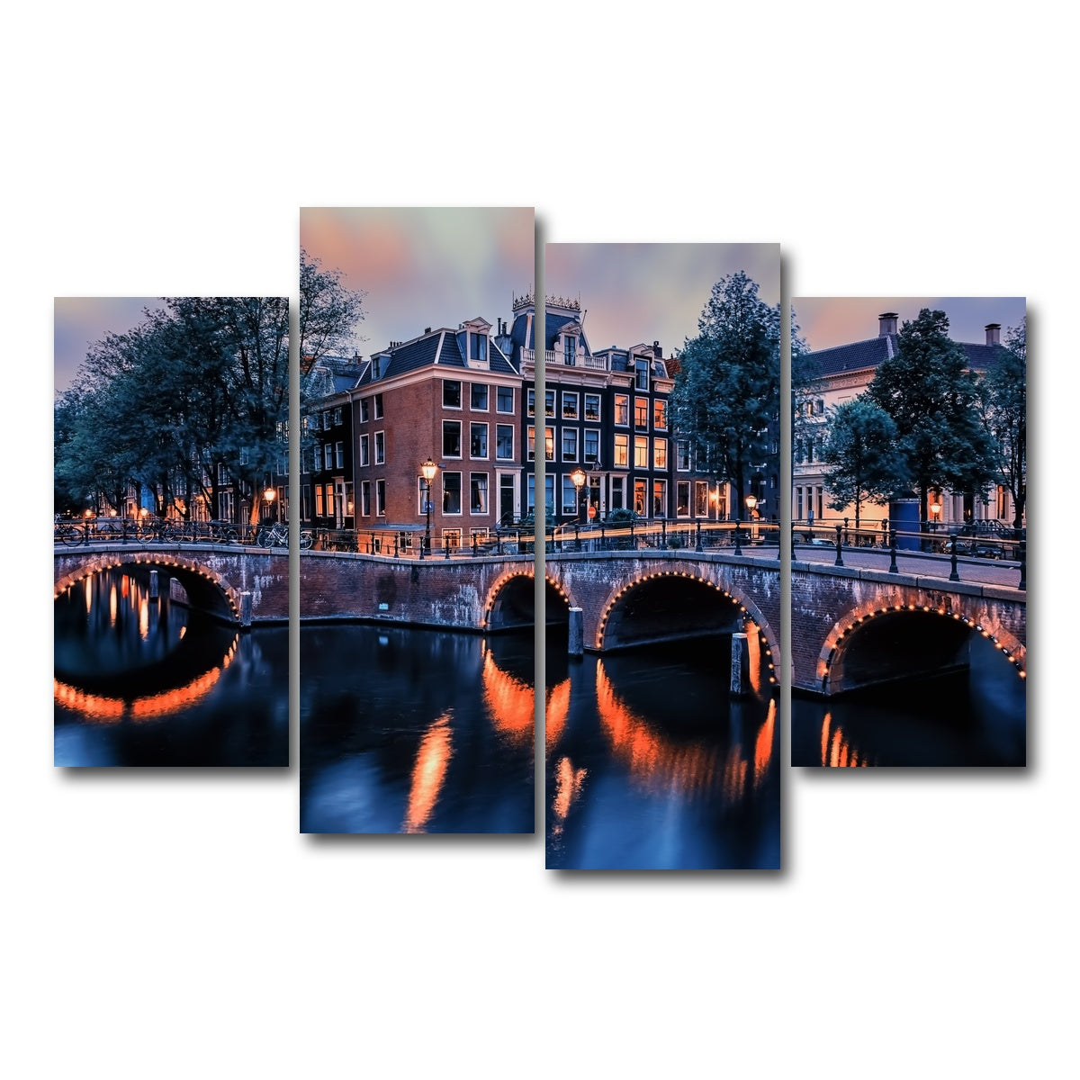 AUTO-MOCKUP WHITE | Amsterdam Sunset | 4 Piece | Gallery Wrap Canvas | group=4_short