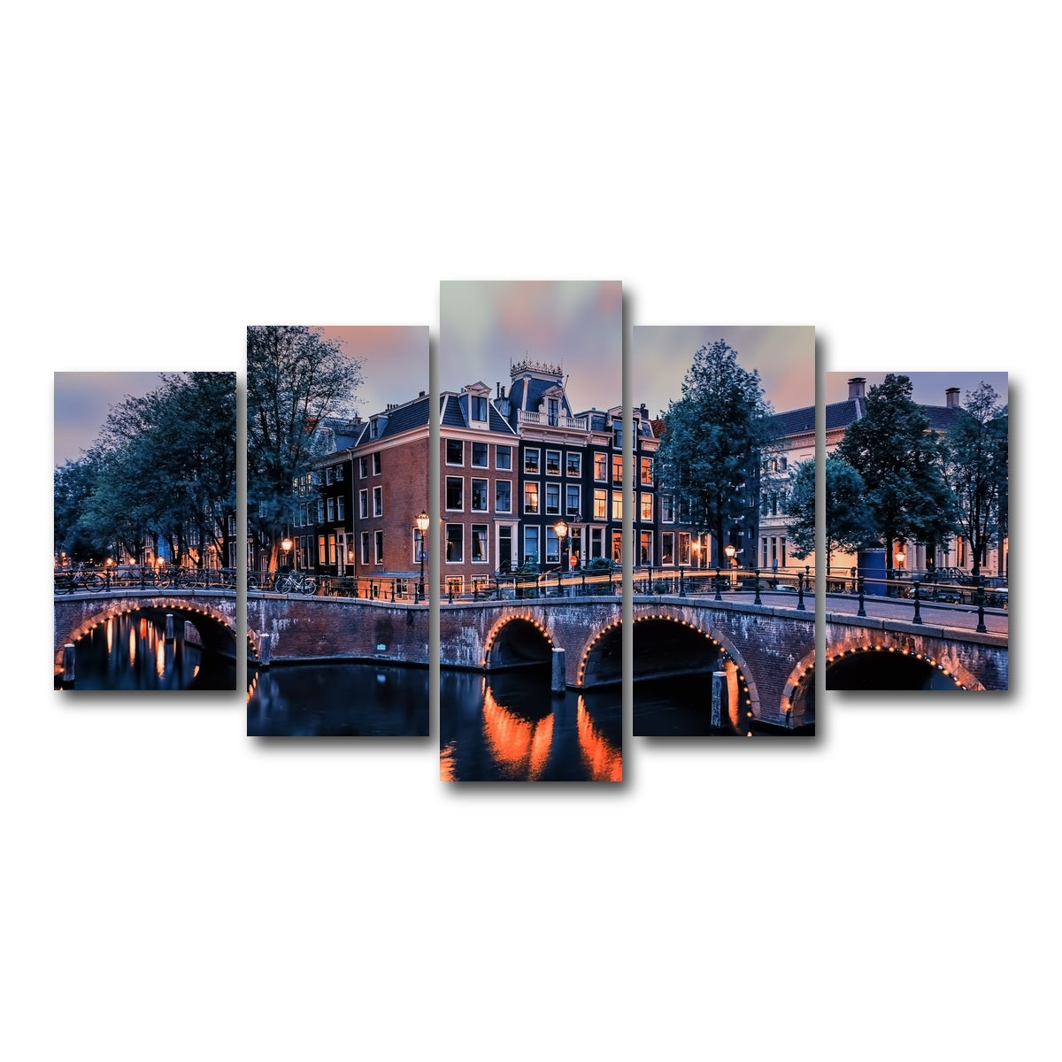 AUTO-MOCKUP WHITE | Amsterdam Sunset | 5 Piece | Gallery Wrap Canvas | group=5_normal