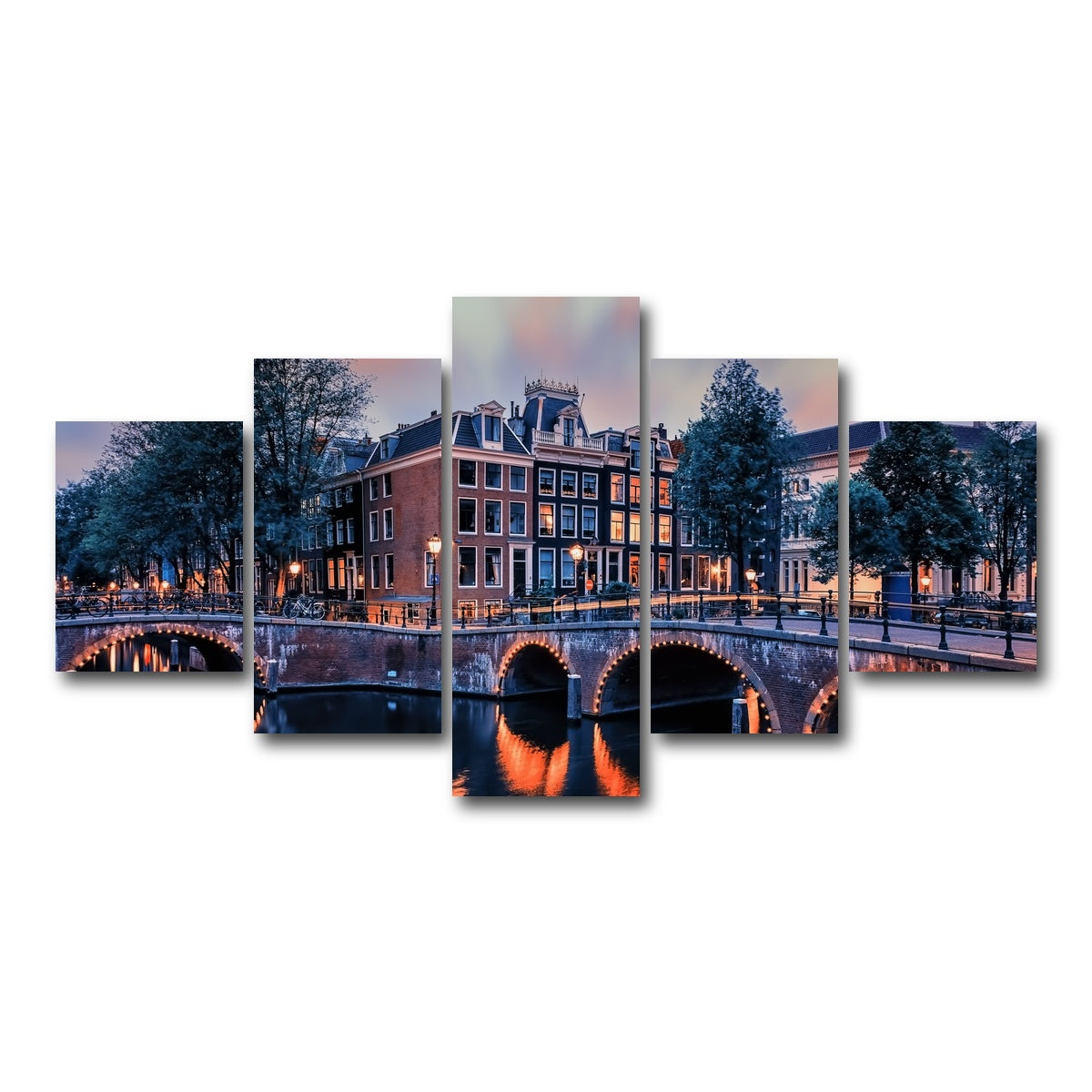 AUTO-MOCKUP WHITE | Amsterdam Sunset | 5 Piece | Gallery Wrap Canvas | group=5_short
