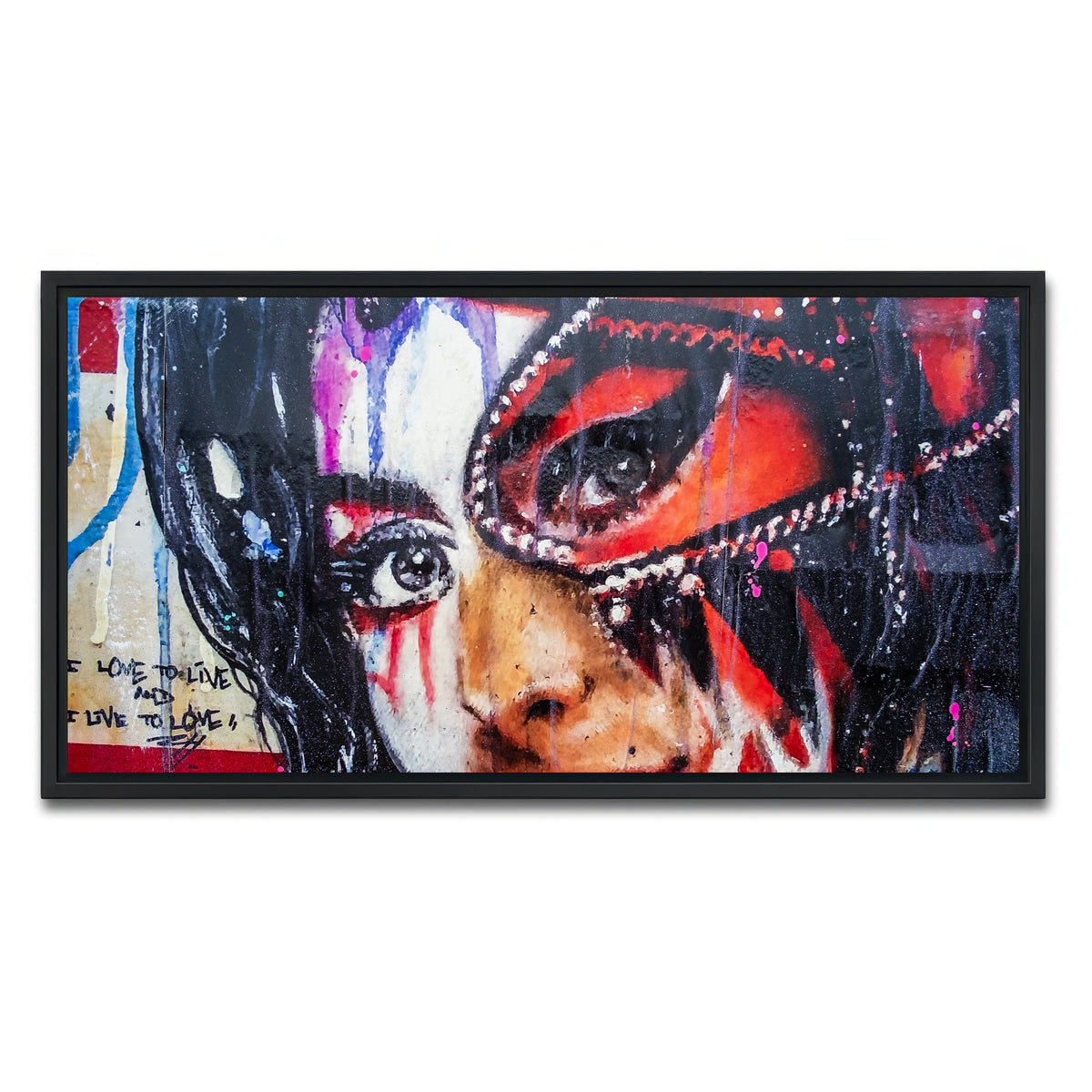 AUTO-MOCKUP WHITE | Amy Winehouse Painting on wall | 1 Piece | Black Framed Canvas | group=2x1