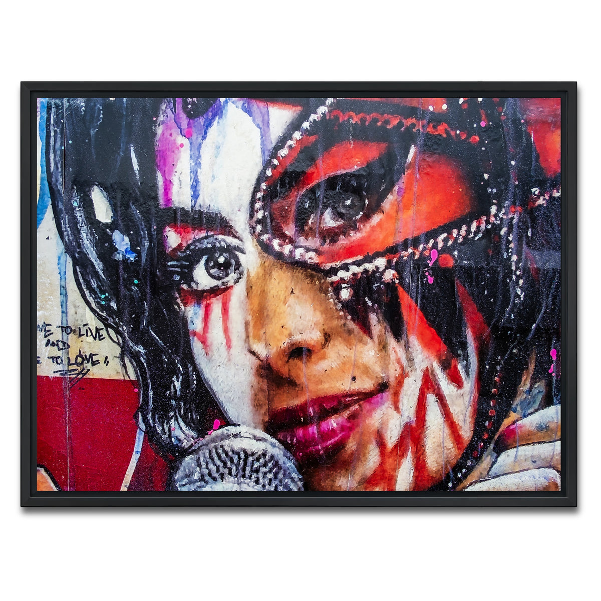 AUTO-MOCKUP WHITE | Amy Winehouse Painting on wall | 1 Piece | Black Framed Canvas | group=4x3
