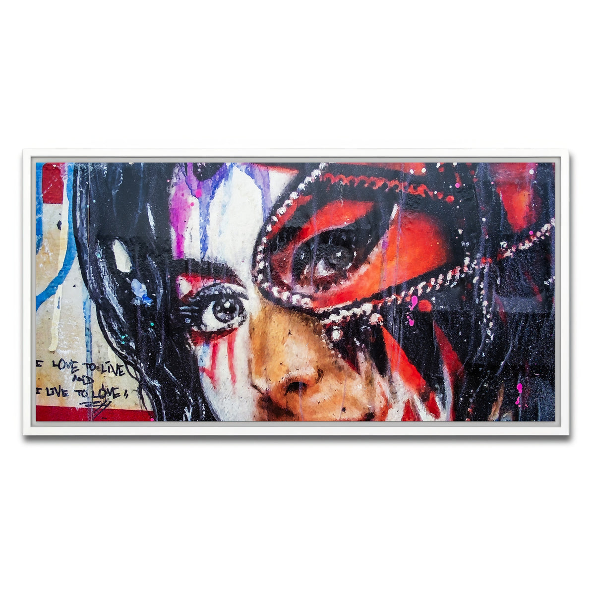 AUTO-MOCKUP WHITE | Amy Winehouse Painting on wall | 1 Piece | White Framed Canvas | group=2x1
