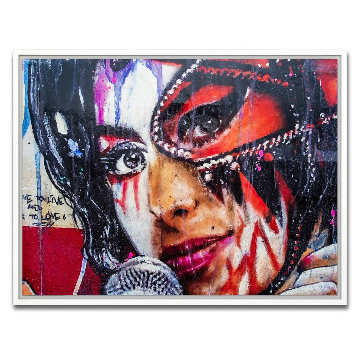 AUTO-MOCKUP WHITE | Amy Winehouse Painting on wall | 1 Piece | White Framed Canvas | group=4x3