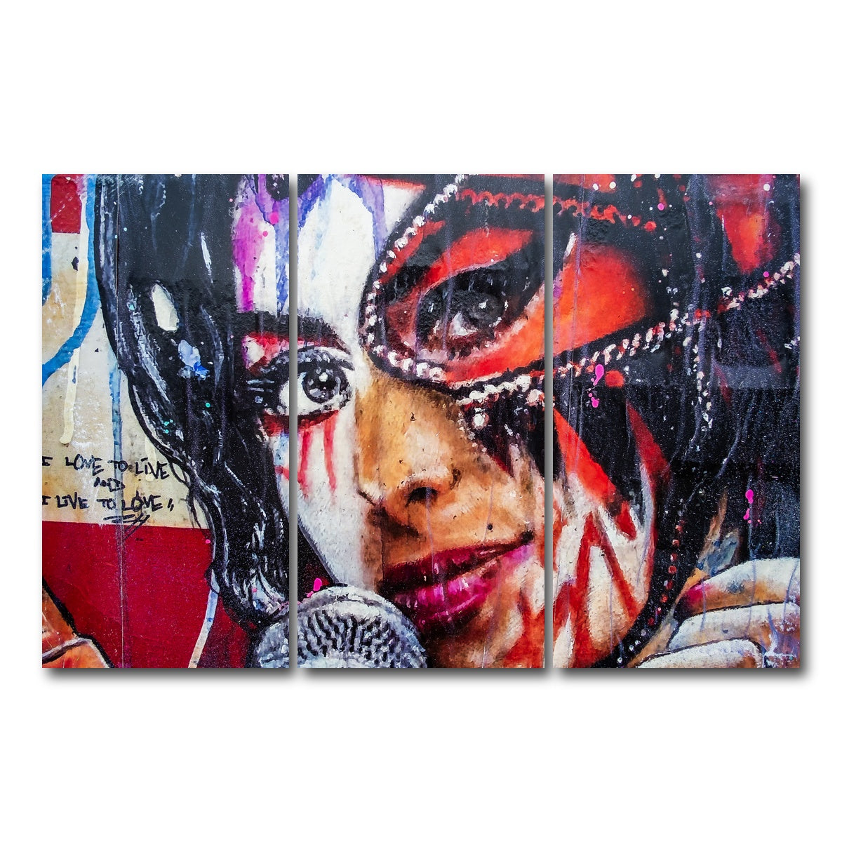 AUTO-MOCKUP WHITE | Amy Winehouse Painting on wall | 3 Piece | Gallery Wrap Canvas | group=12x24