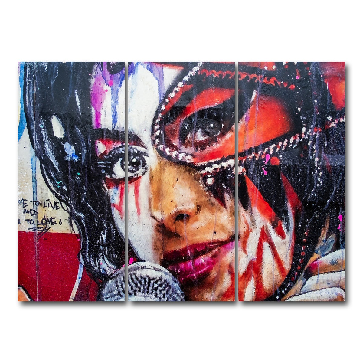 AUTO-MOCKUP WHITE | Amy Winehouse Painting on wall | 3 Piece | Gallery Wrap Canvas | group=8x18