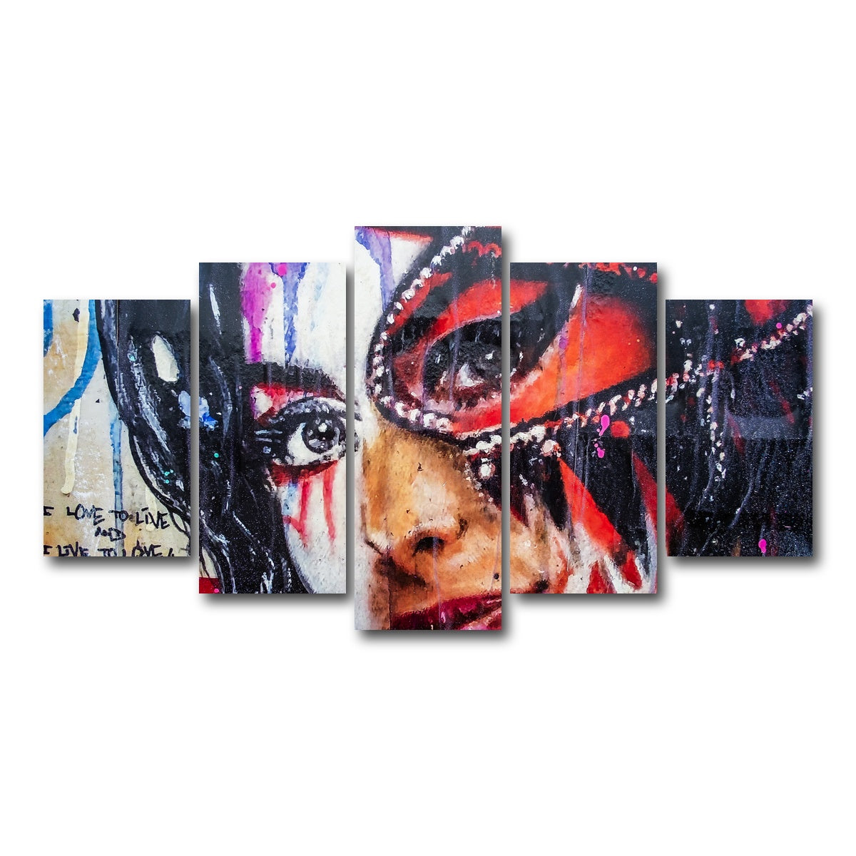 AUTO-MOCKUP WHITE | Amy Winehouse Painting on wall | 5 Piece | Gallery Wrap Canvas | group=5_normal