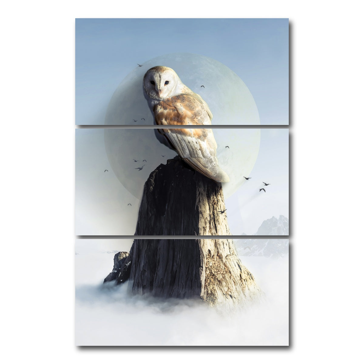 AUTO-MOCKUP WHITE | Ancestral Owl | 3 Piece | Gallery Wrap Canvas | group=12x24_stacked
