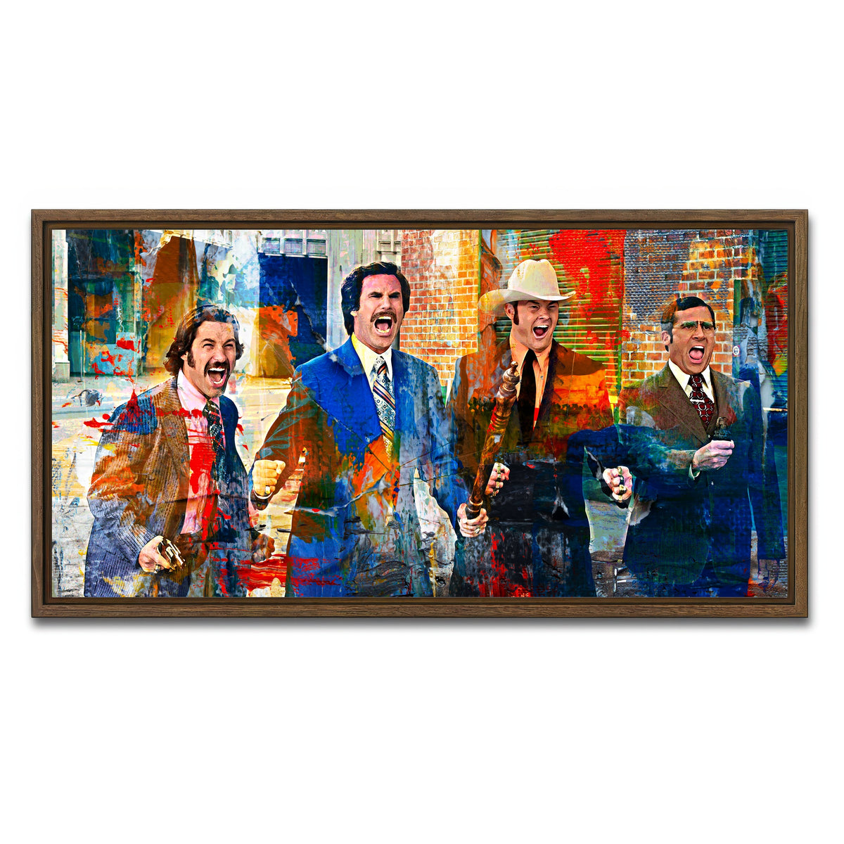 AUTO-MOCKUP WHITE | Anchorman Crew with Weapons | 1 Piece | Walnut Framed Canvas | group=2x1
