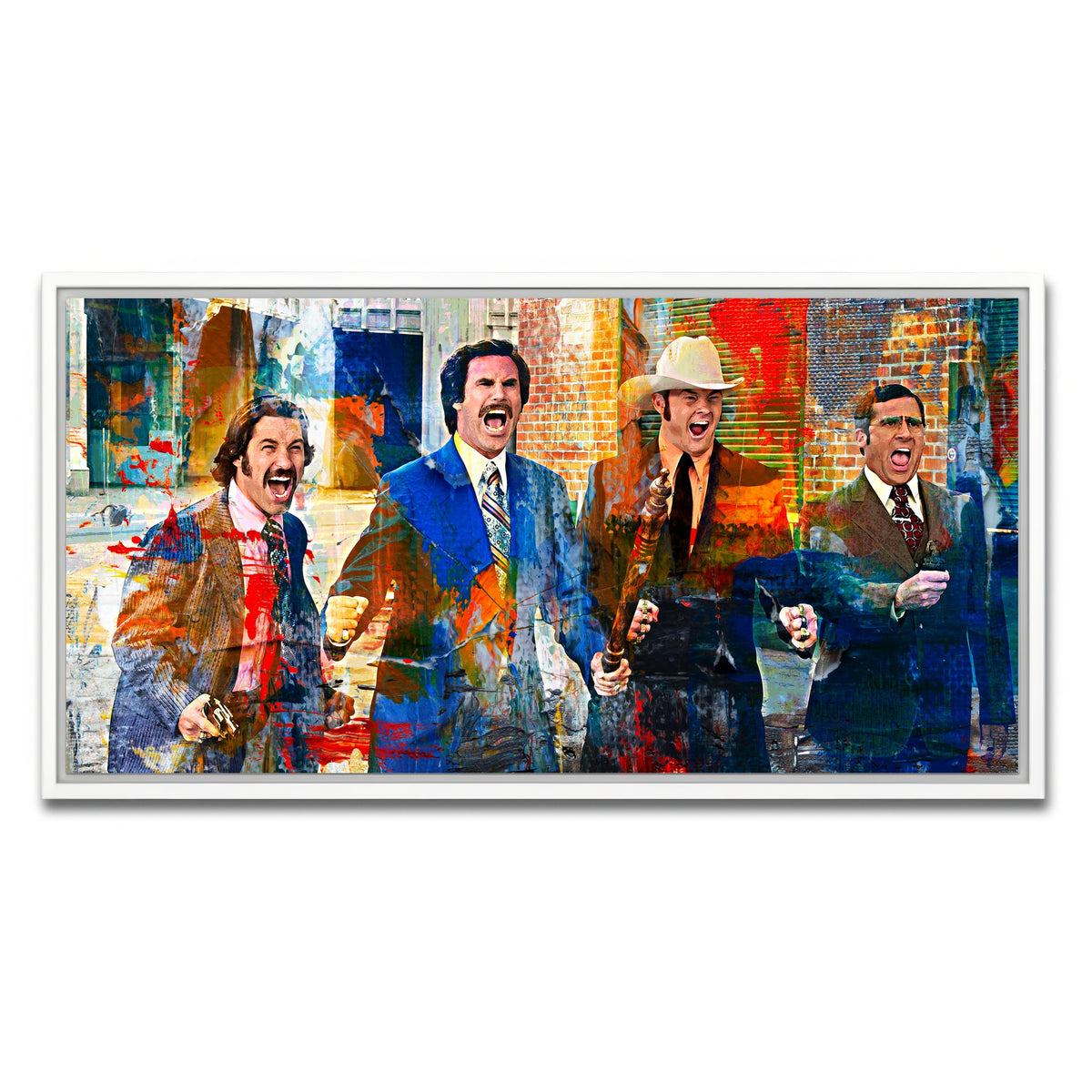 AUTO-MOCKUP WHITE | Anchorman Crew with Weapons | 1 Piece | White Framed Canvas | group=2x1