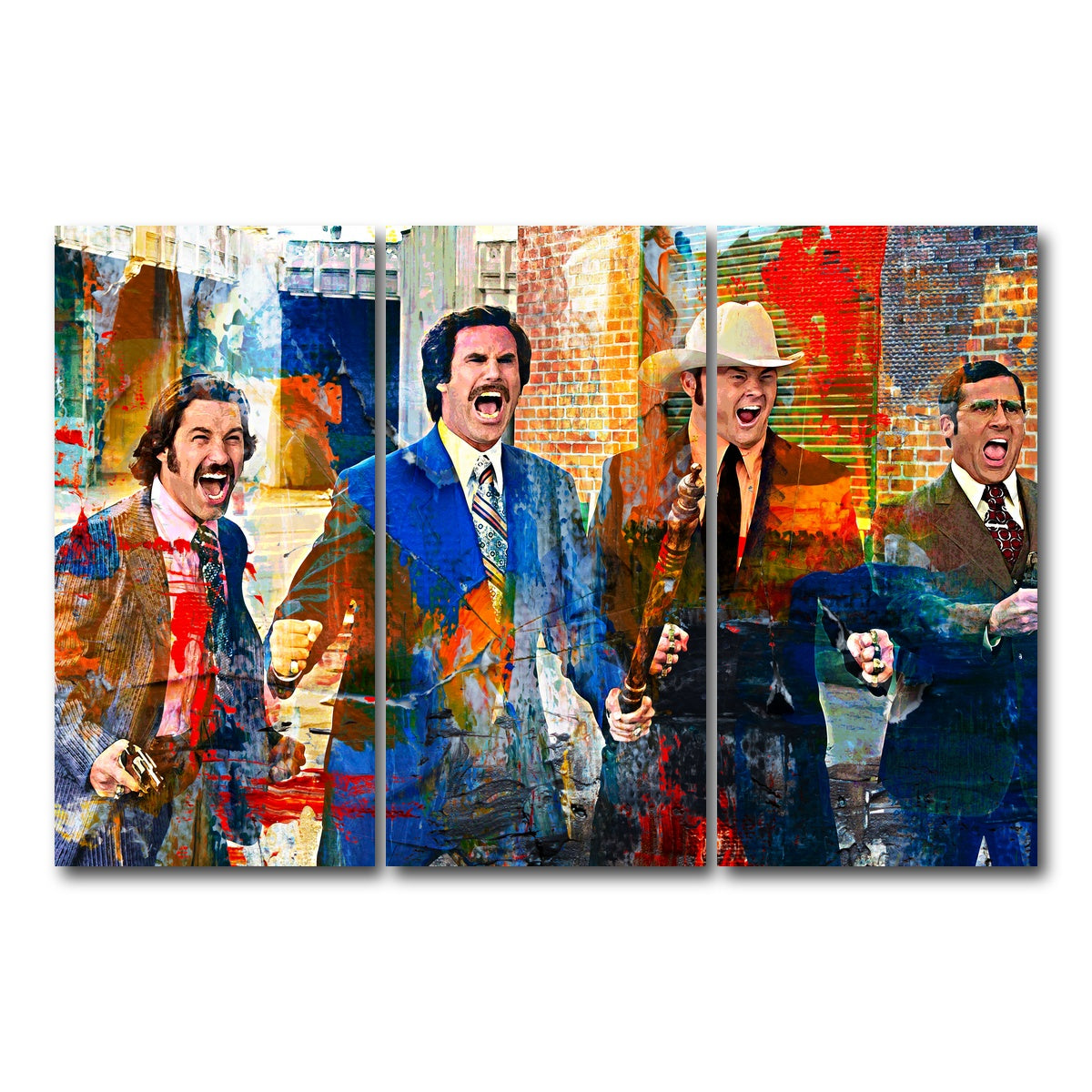 AUTO-MOCKUP WHITE | Anchorman Crew with Weapons | 3 Piece | Gallery Wrap Canvas | group=12x24