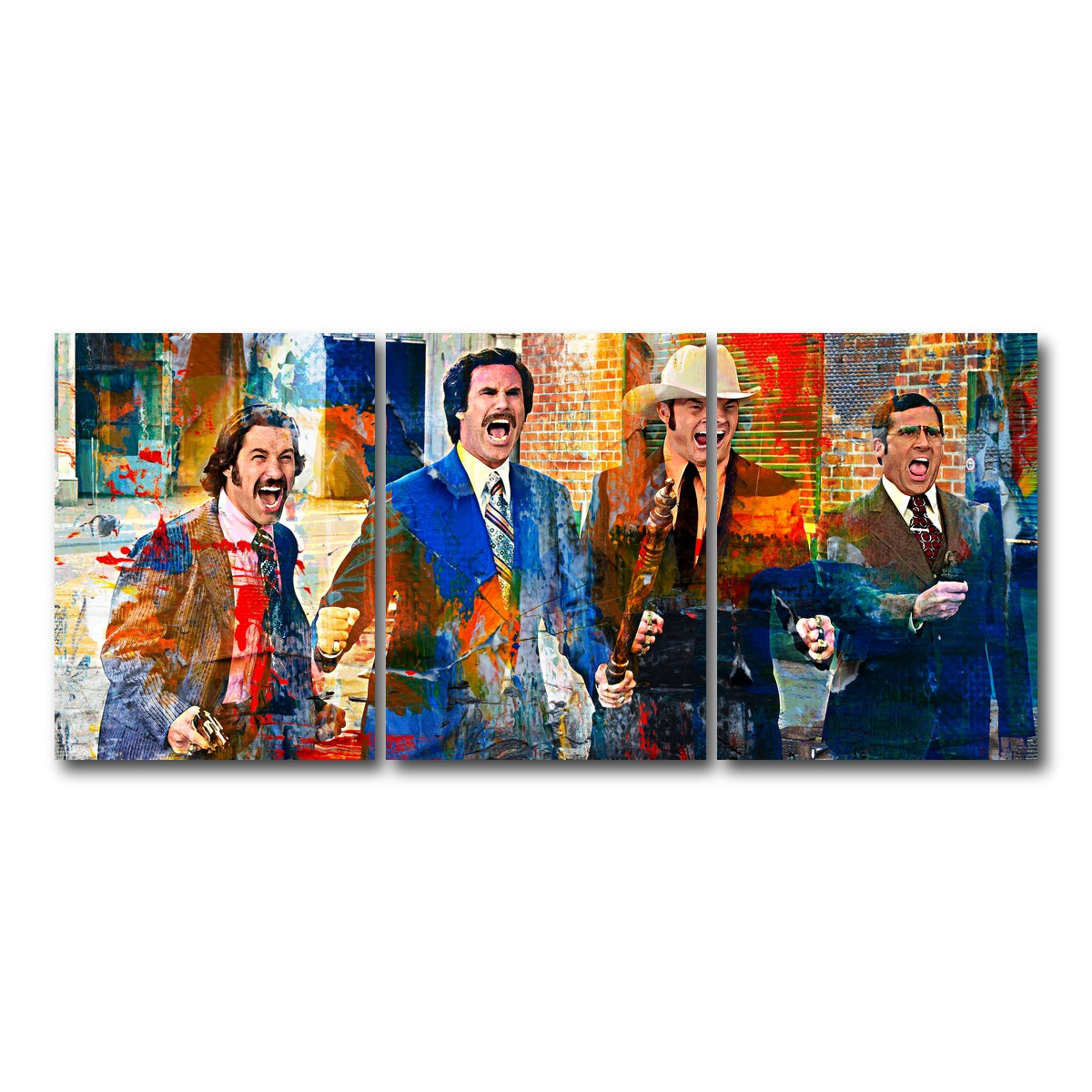 AUTO-MOCKUP WHITE | Anchorman Crew with Weapons | 3 Piece | Gallery Wrap Canvas | group=18x24