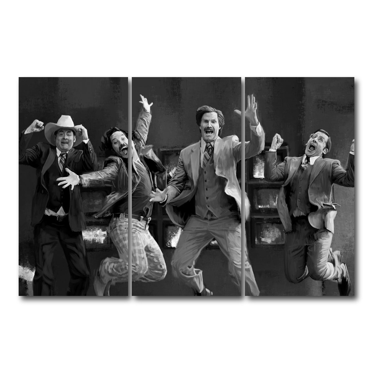 AUTO-MOCKUP WHITE | Anchorman Grayscale | 3 Piece | Gallery Wrap Canvas | group=12x24
