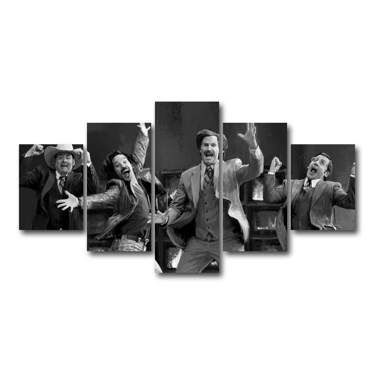 AUTO-MOCKUP WHITE | Anchorman Grayscale | 5 Piece | Gallery Wrap Canvas | group=5_short