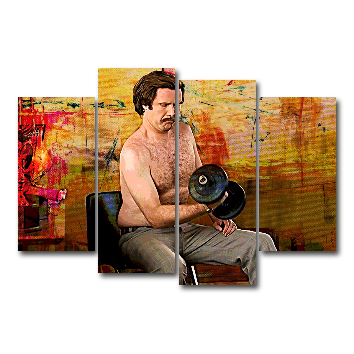 AUTO-MOCKUP WHITE | Anchorman Workout | 4 Piece | Gallery Wrap Canvas | group=4_short