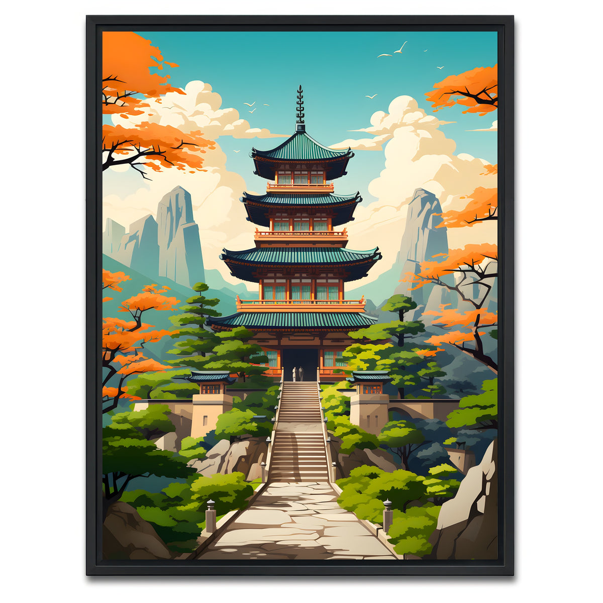 AUTO-MOCKUP WHITE | Ancient Architecture | 1 Piece | Black Framed Canvas | group=3x4