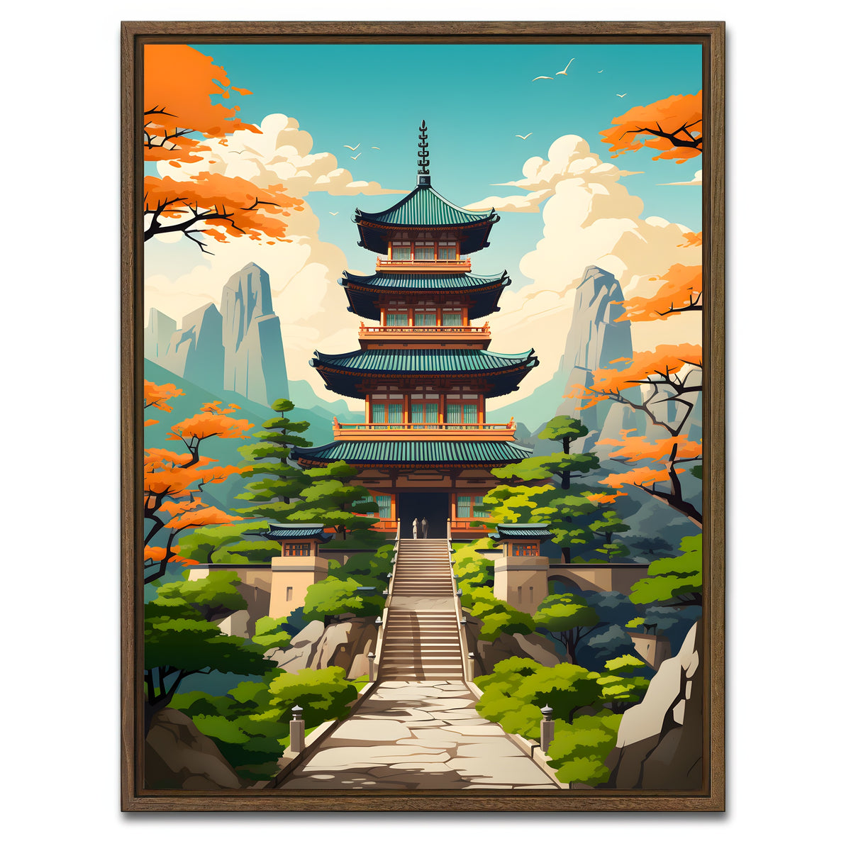 AUTO-MOCKUP WHITE | Ancient Architecture | 1 Piece | Walnut Framed Canvas | group=3x4