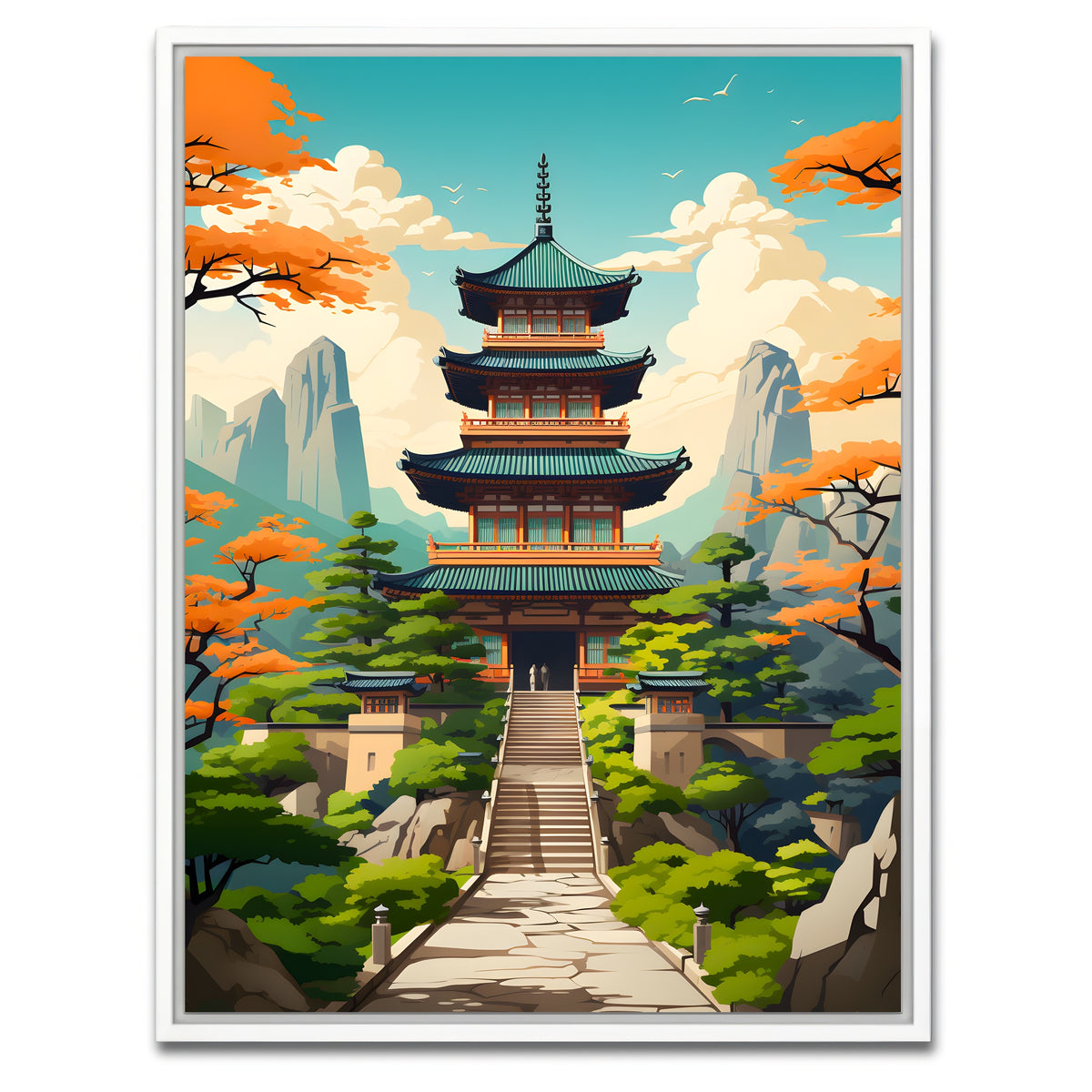 AUTO-MOCKUP WHITE | Ancient Architecture | 1 Piece | White Framed Canvas | group=3x4