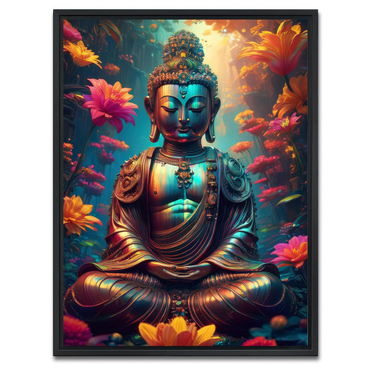 AUTO-MOCKUP WHITE | Ancient Buddha | 1 Piece | Black Framed Canvas | group=3x4