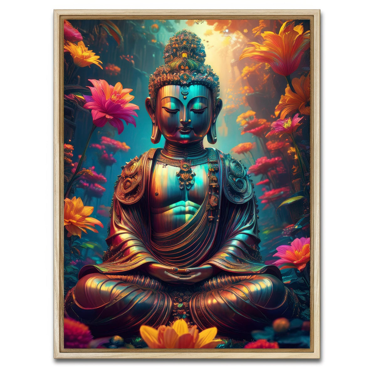 AUTO-MOCKUP WHITE | Ancient Buddha | 1 Piece | Natural Framed Canvas | group=3x4