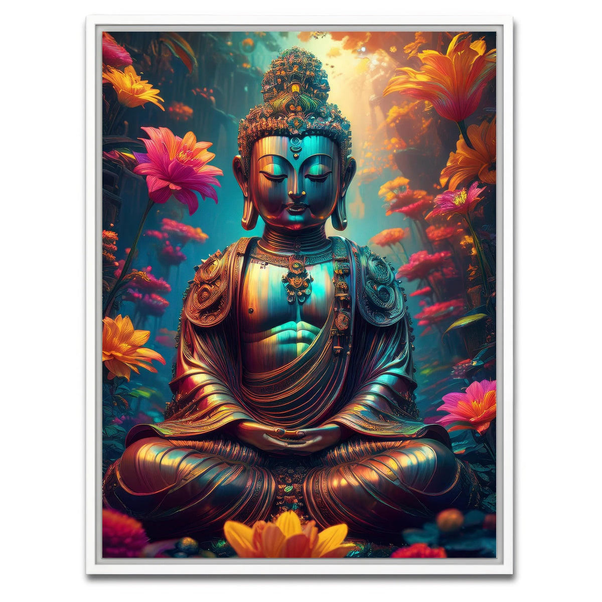 AUTO-MOCKUP WHITE | Ancient Buddha | 1 Piece | White Framed Canvas | group=3x4
