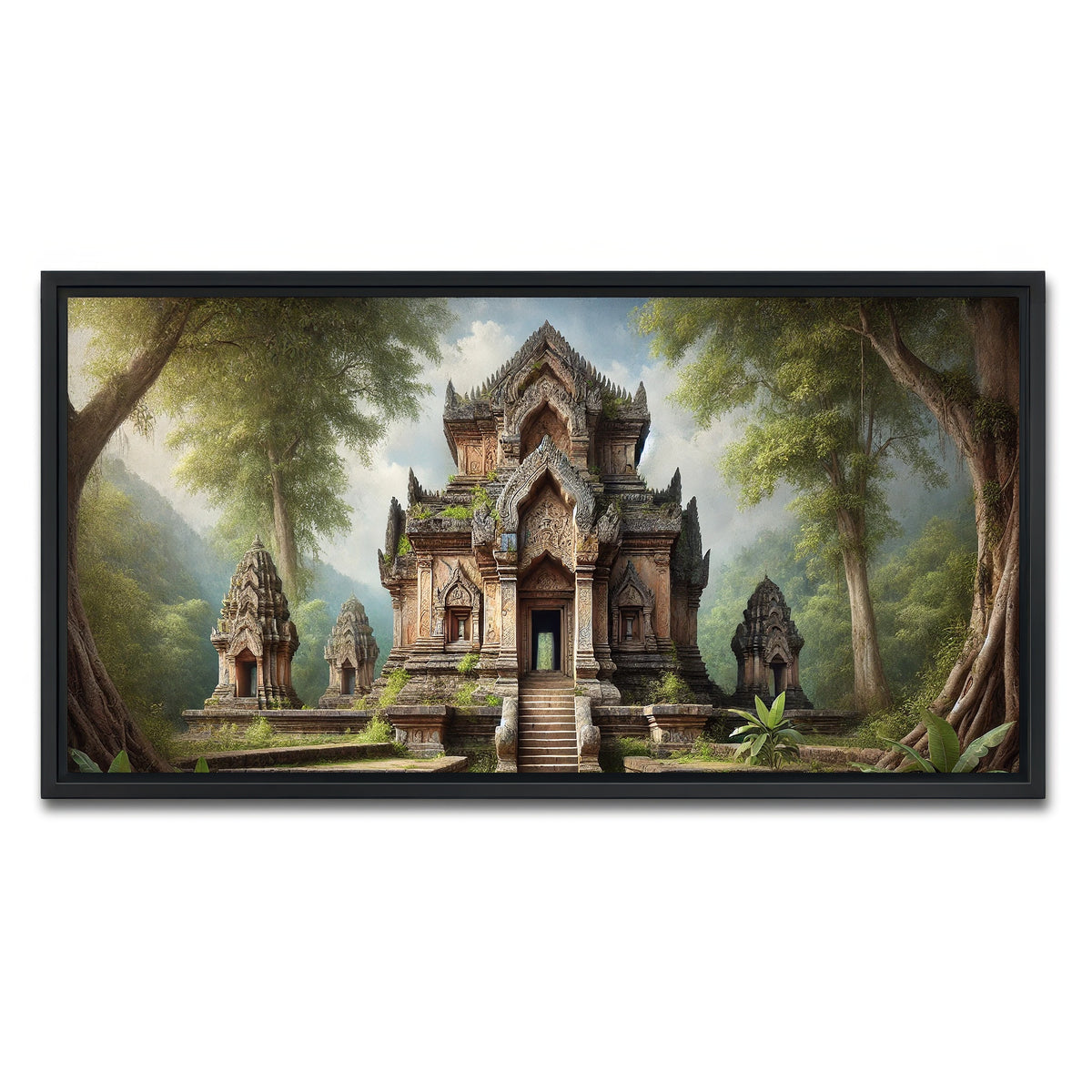 AUTO-MOCKUP WHITE | Ancient Buddhist Temple | 1 Piece | Black Framed Canvas | group=2x1