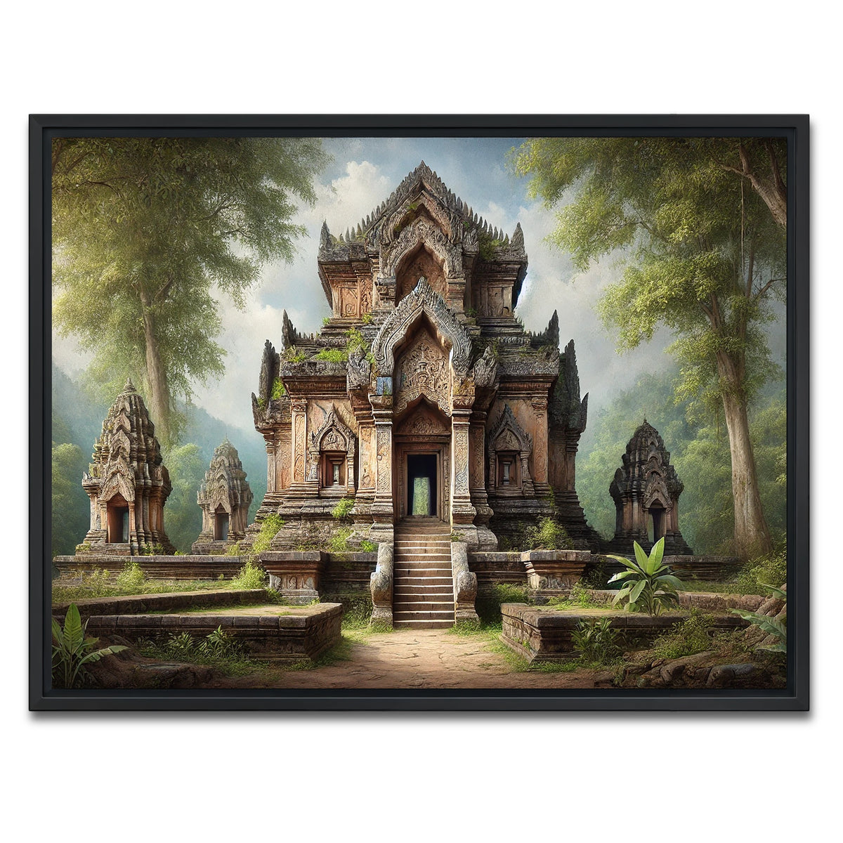 AUTO-MOCKUP WHITE | Ancient Buddhist Temple | 1 Piece | Black Framed Canvas | group=4x3