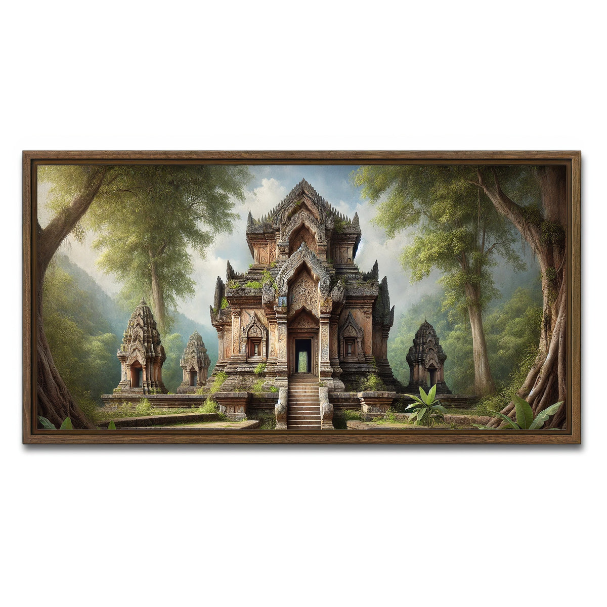AUTO-MOCKUP WHITE | Ancient Buddhist Temple | 1 Piece | Walnut Framed Canvas | group=2x1