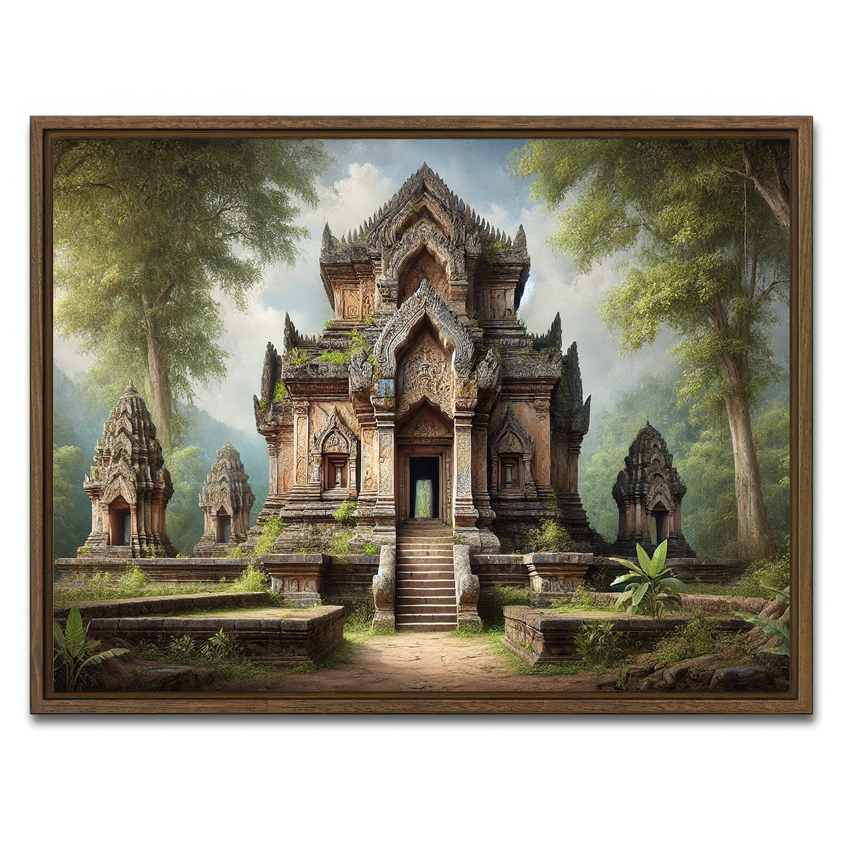 AUTO-MOCKUP WHITE | Ancient Buddhist Temple | 1 Piece | Walnut Framed Canvas | group=4x3