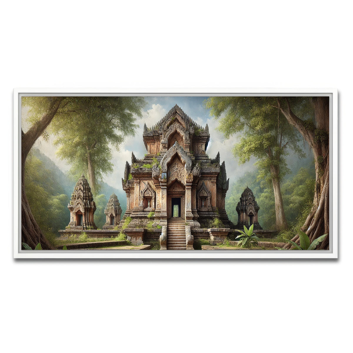 AUTO-MOCKUP WHITE | Ancient Buddhist Temple | 1 Piece | White Framed Canvas | group=2x1