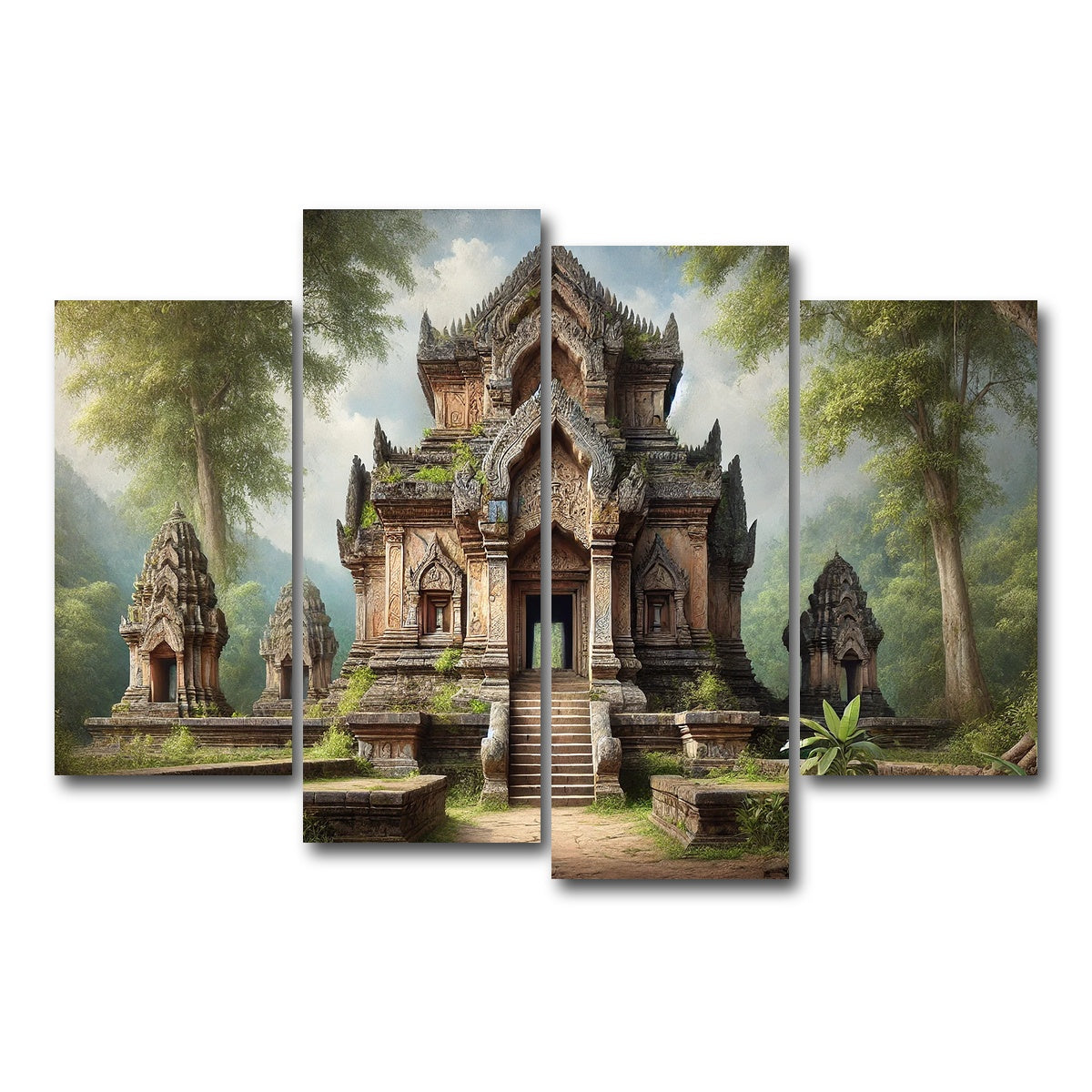 AUTO-MOCKUP WHITE | Ancient Buddhist Temple | 4 Piece | Gallery Wrap Canvas | group=4_short