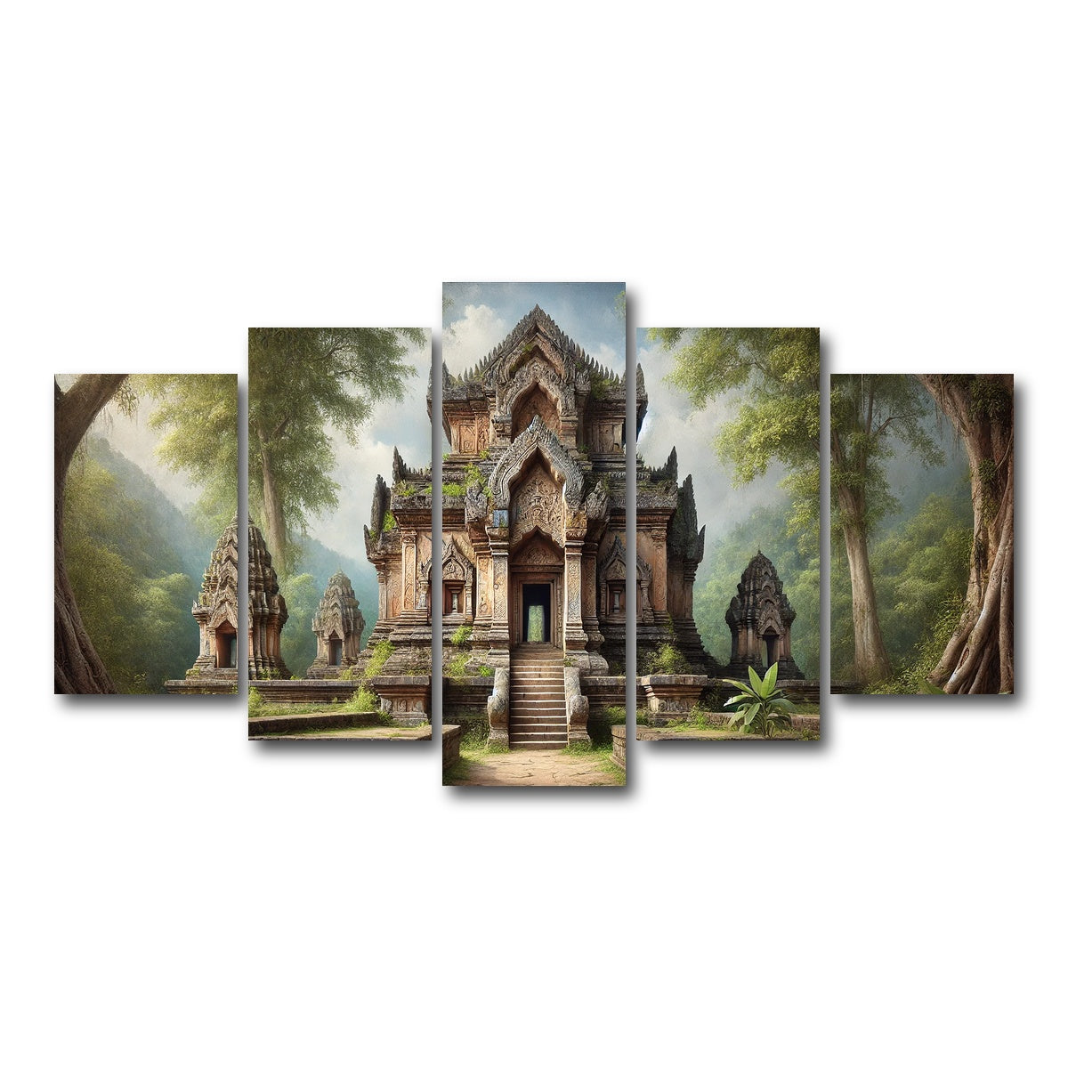 AUTO-MOCKUP WHITE | Ancient Buddhist Temple | 5 Piece | Gallery Wrap Canvas | group=5_normal