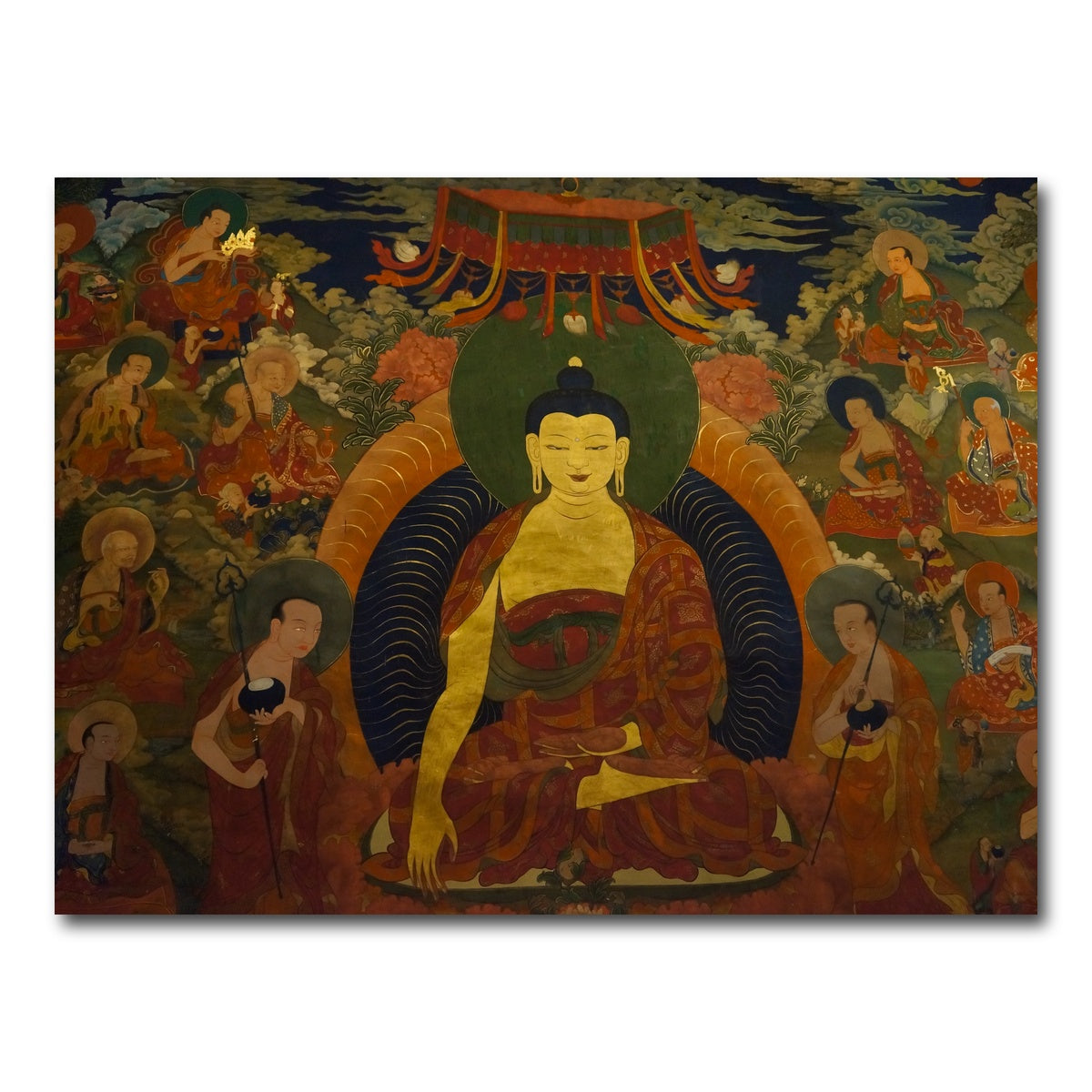 AUTO-MOCKUP WHITE | Ancient buddhist fresco | 1 Piece | Gallery Wrap Canvas | group=4x3
