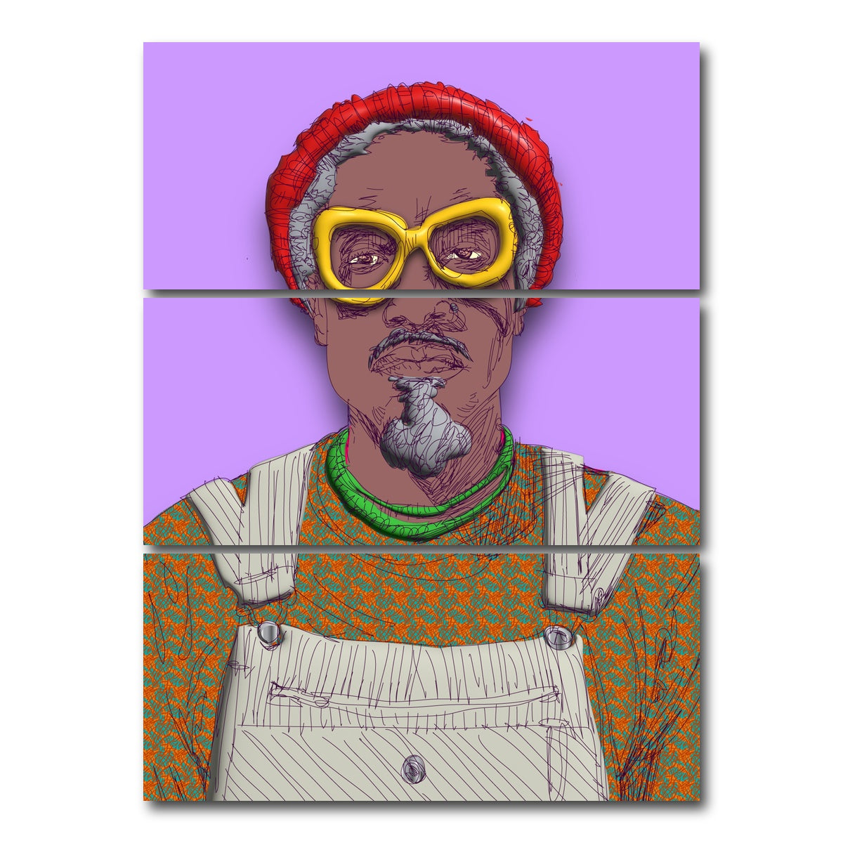 AUTO-MOCKUP WHITE | Andre 3000 | 3 Piece | Gallery Wrap Canvas | group=8x18_stacked