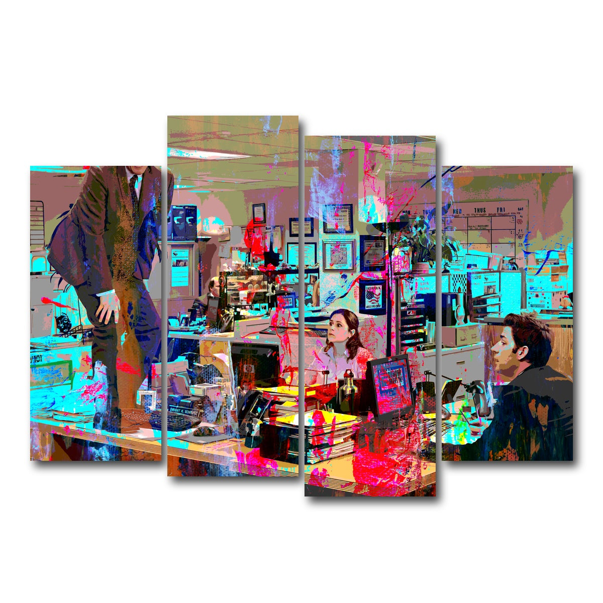 AUTO-MOCKUP WHITE | Andy - The Office | 4 Piece | Gallery Wrap Canvas | group=4_normal