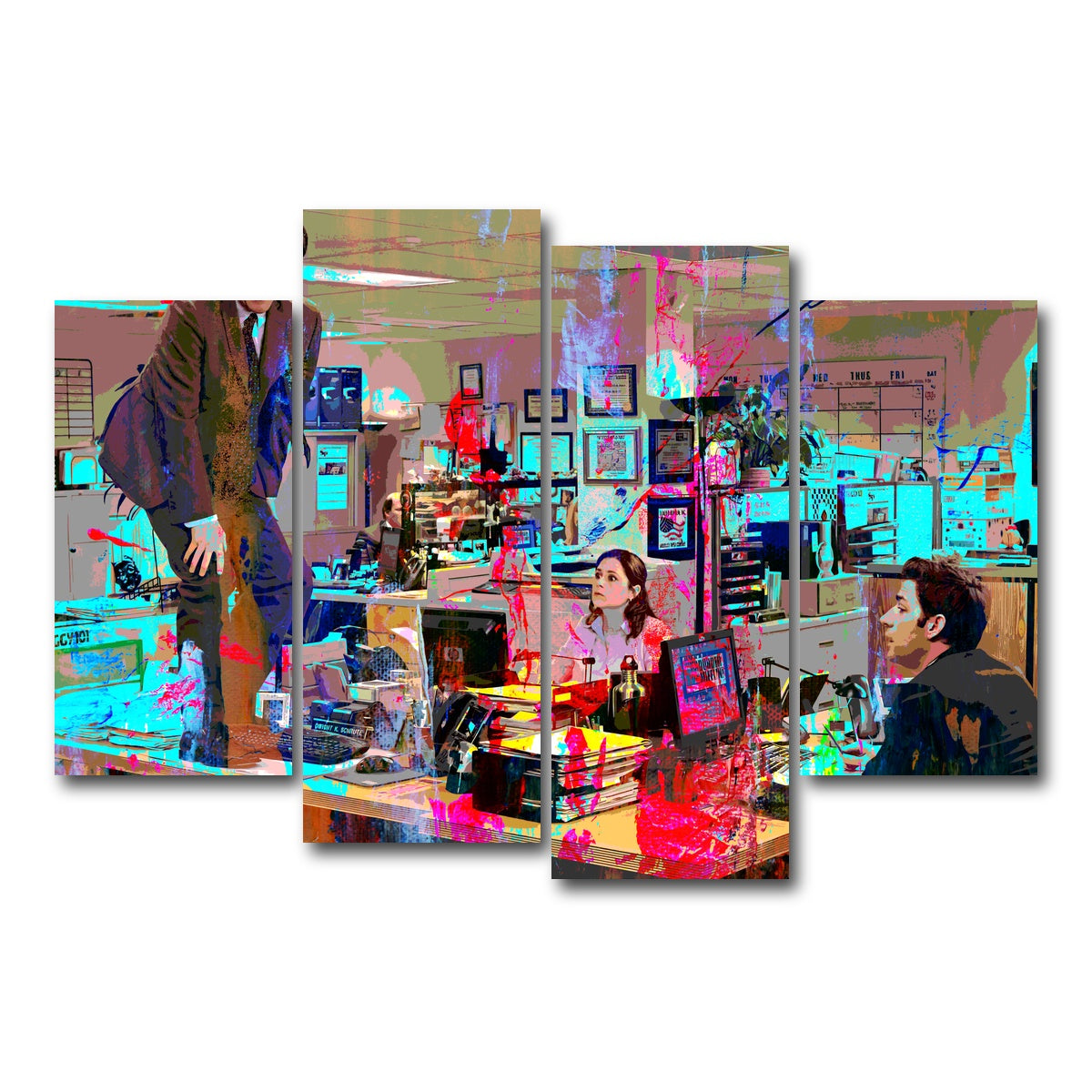 AUTO-MOCKUP WHITE | Andy - The Office | 4 Piece | Gallery Wrap Canvas | group=4_short