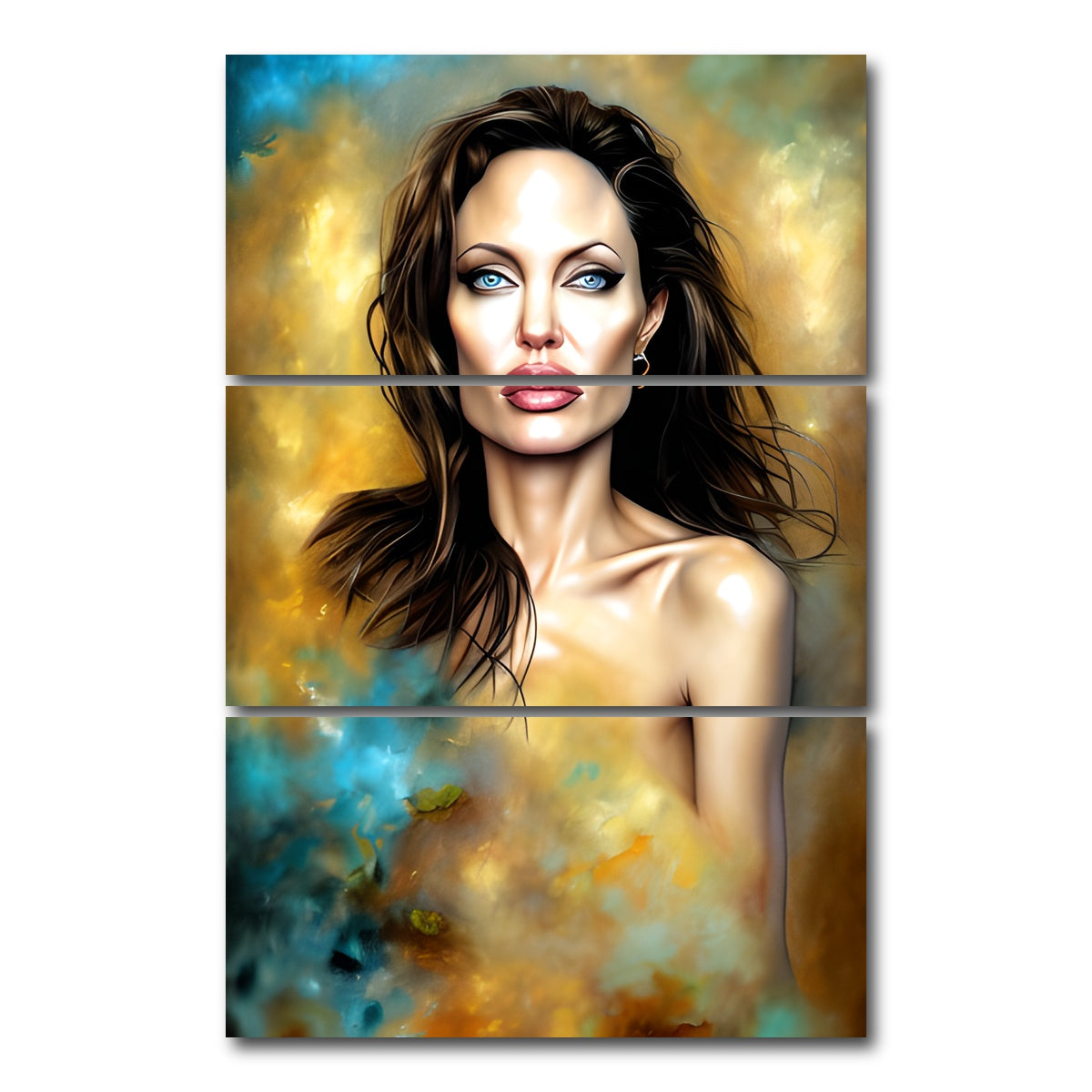 AUTO-MOCKUP WHITE | Angelina Jolie | 3 Piece | Gallery Wrap Canvas | group=12x24_stacked