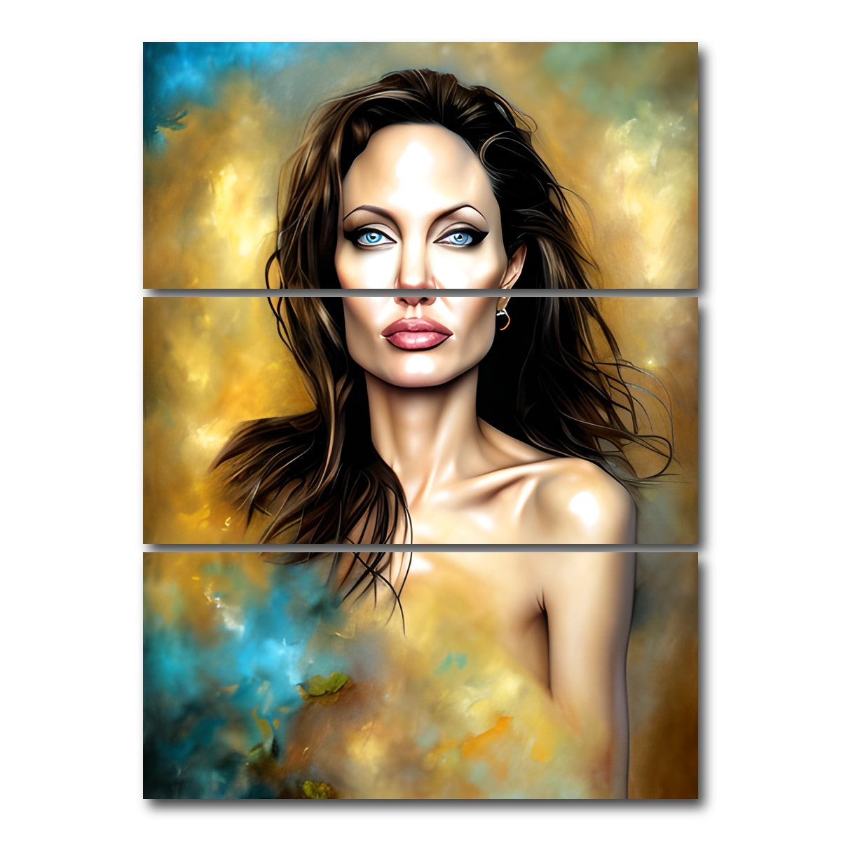 AUTO-MOCKUP WHITE | Angelina Jolie | 3 Piece | Gallery Wrap Canvas | group=8x18_stacked