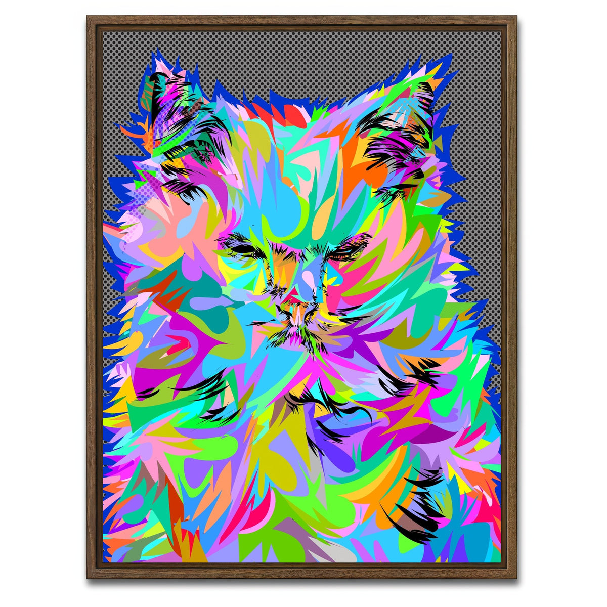 AUTO-MOCKUP WHITE | Angry Cat | 1 Piece | Walnut Framed Canvas | group=3x4