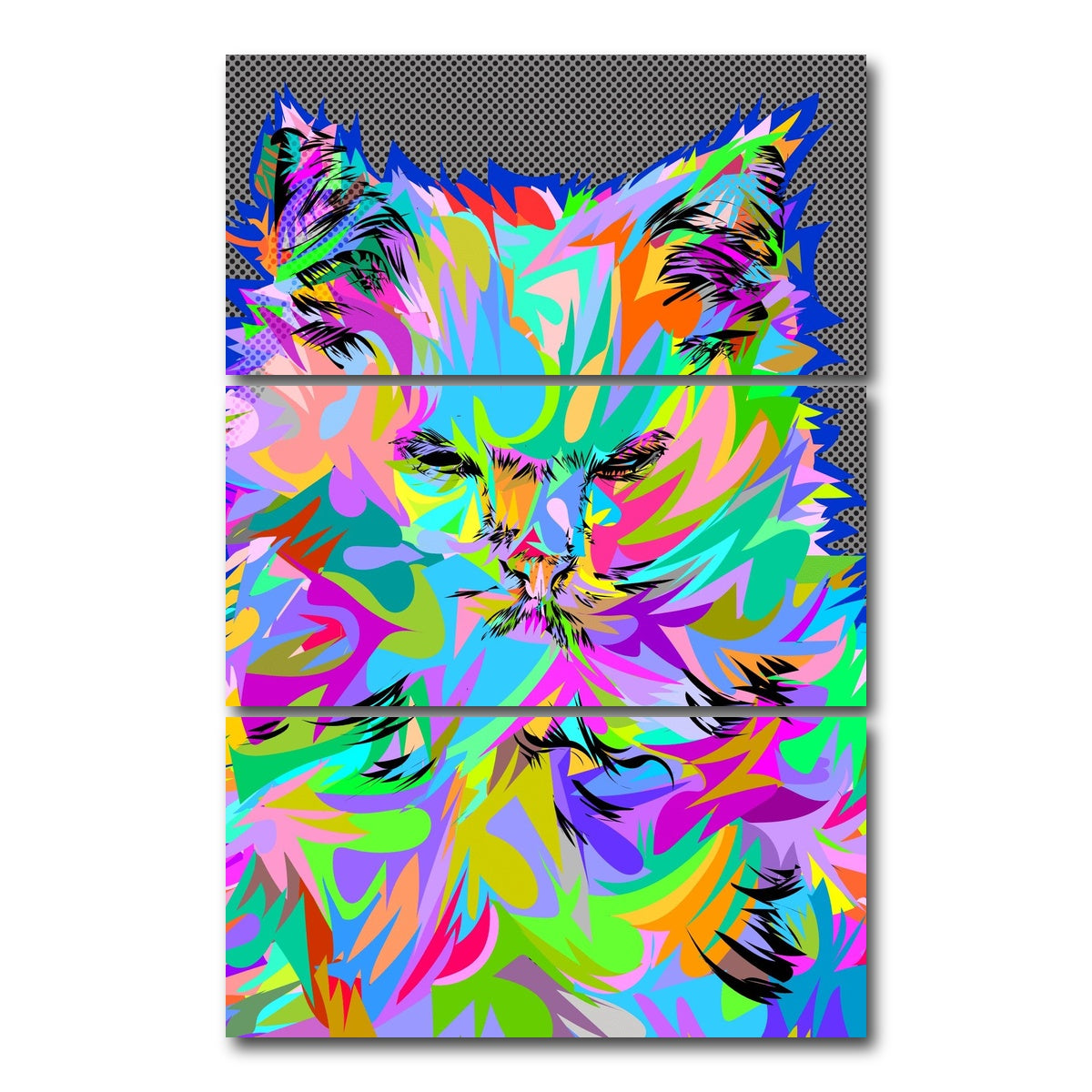 AUTO-MOCKUP WHITE | Angry Cat | 3 Piece | Gallery Wrap Canvas | group=12x24_stacked